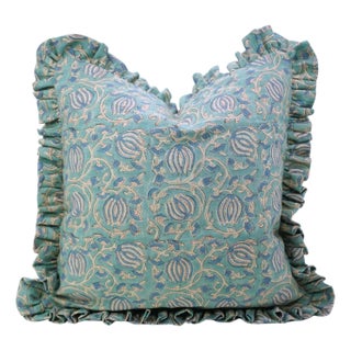 6 Kmal Handcrafted Boho Block Print Artisan Pillow Unique Decorative Cushion for Sofa and Couch Size 12x20 Inch For Sale