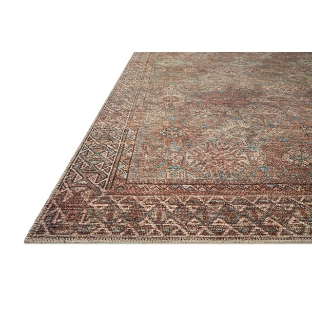 Textile Amber Lewis x Loloi Billie Aqua / Rust 6'-0" x 9'-0" Area Rug For Sale - Image 7 of 8