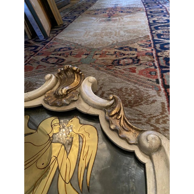 Gold Early 20th Century Maison Jansen Verre églomisé French Style Mid Century Carved Gilt Mirror For Sale - Image 8 of 11