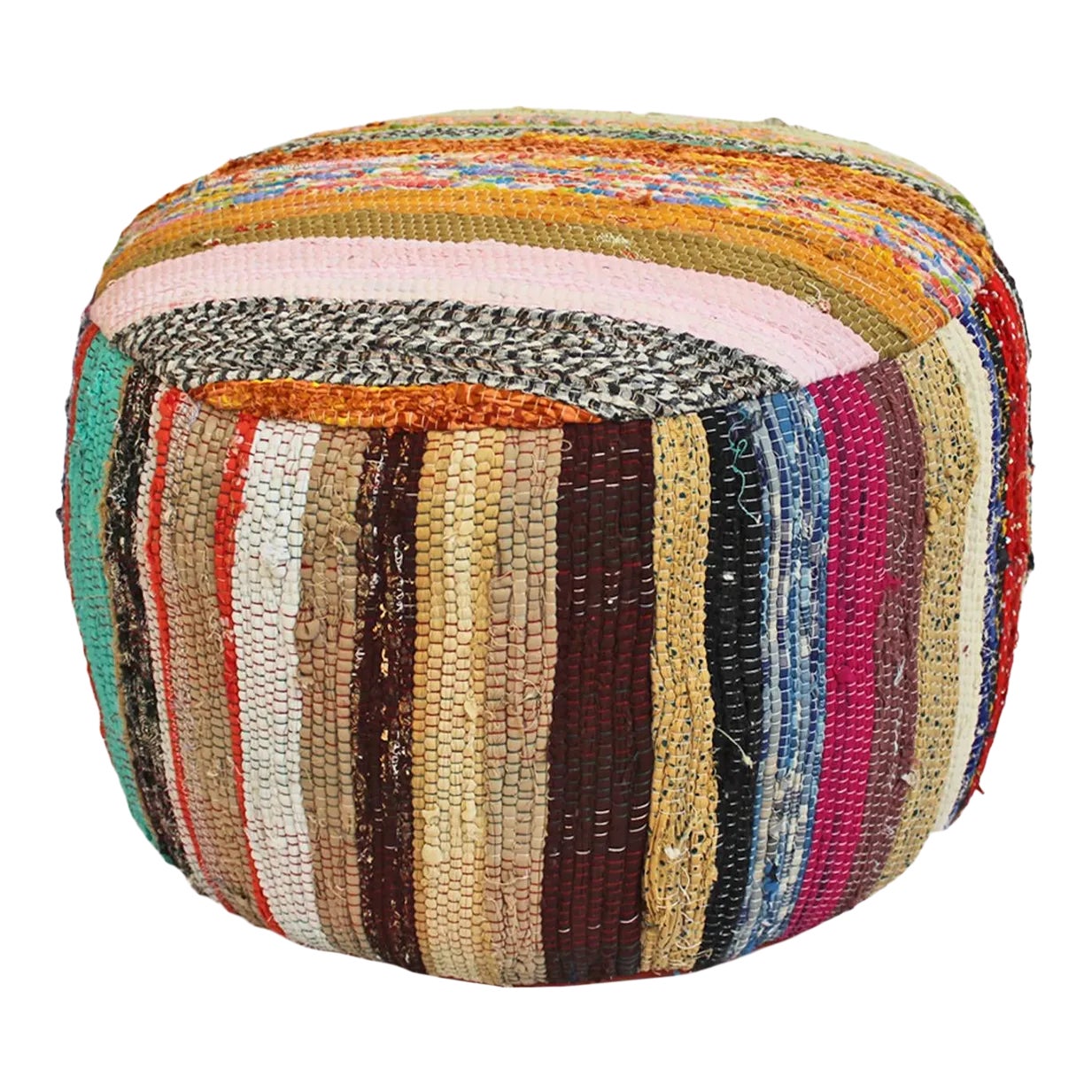 Colorful Sari Rug Pouf Ottoman | Chairish