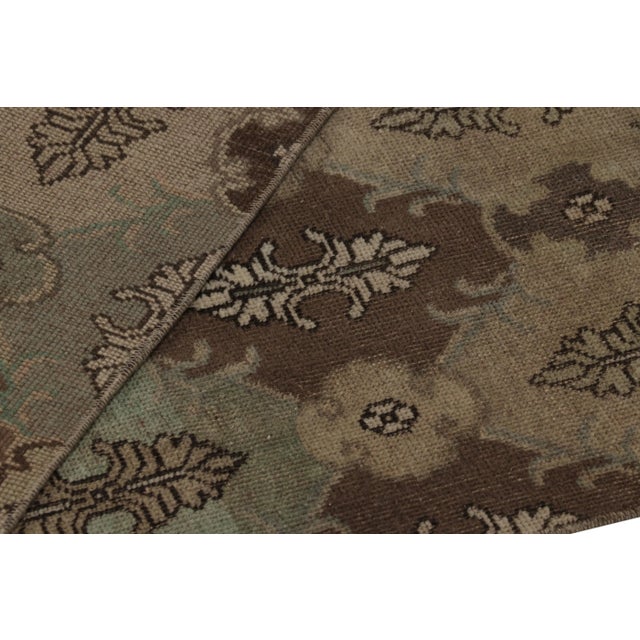 Beige Vintage Distressed Runner Rug, Earthy Tones Geometric Floral Motifs – Rug & Kilim For Sale - Image 8 of 8