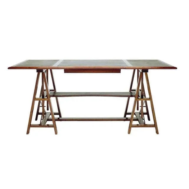 Architect Adjustable Desk With Black or Brown Leather Insets For Sale In Los Angeles - Image 6 of 6