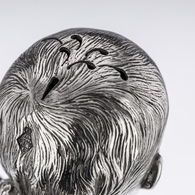19th Century Victorian Silver Novelty Salt & Pepper, London, England, 1880s, Set of 2 For Sale - Image 17 of 18
