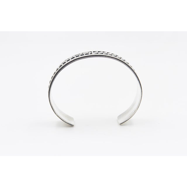 Silver Vintage Hopi Native American Overlay Sterling Silver Cuff Bracelet by Chalmers Day For Sale - Image 8 of 12