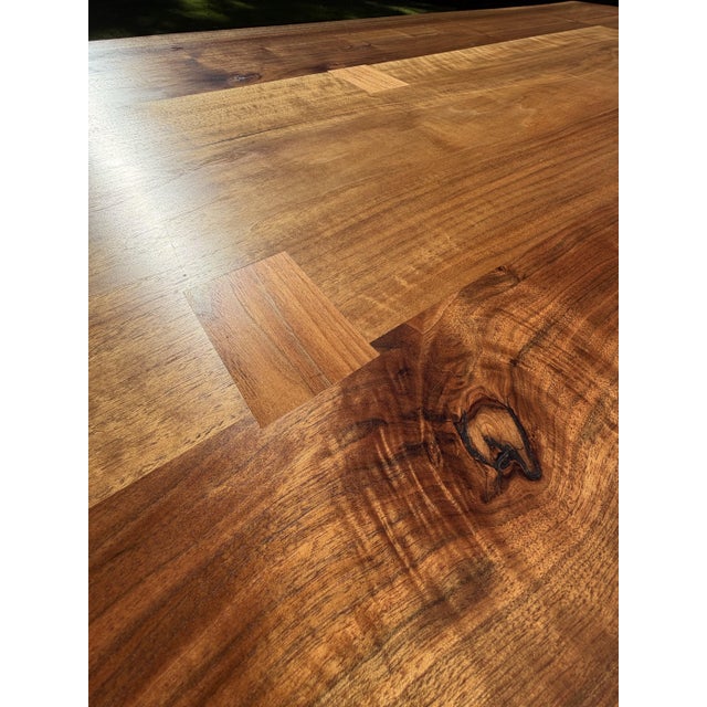 Custom Handcrafted Black Walnut Dining Table With Sculptural Pedestal Base For Sale - Image 4 of 18