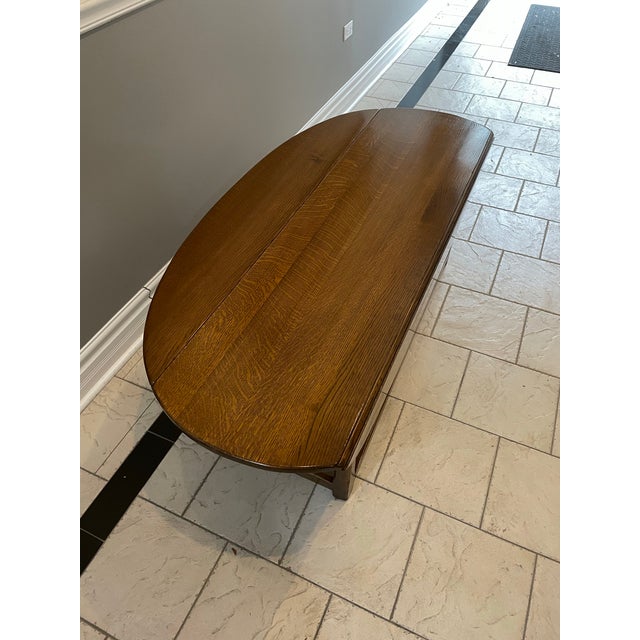 Brown Vintage Mid Century 1940s Drop-Leaf Colonial Revival Wood Coffee Table For Sale - Image 8 of 10