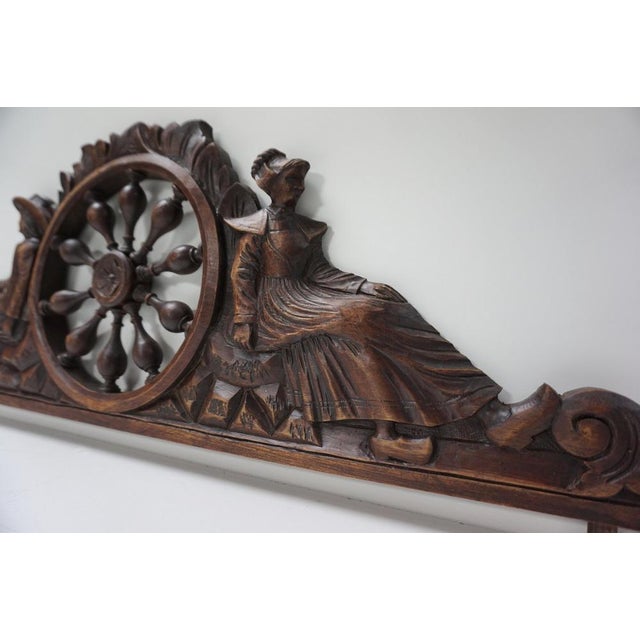 Breton Wall Mirror in Carved Oak, France, 1900s For Sale - Image 13 of 15
