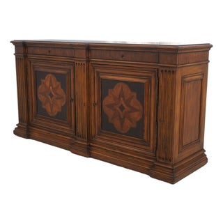 Ethan Allen Marquetry Continental Mahogany Sideboard For Sale