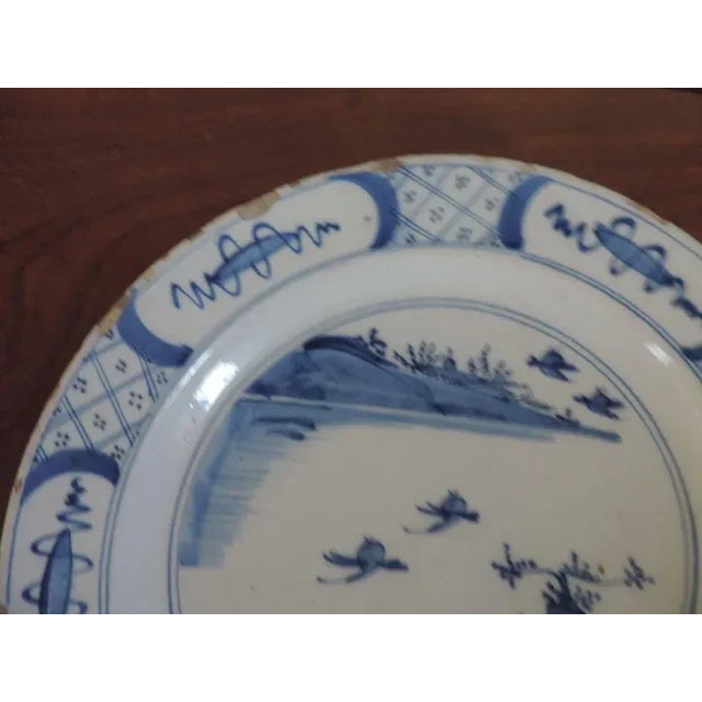 Ceramic 18th Century Dutch Delft Charger Platter Decorated in Blue and White For Sale - Image 7 of 10