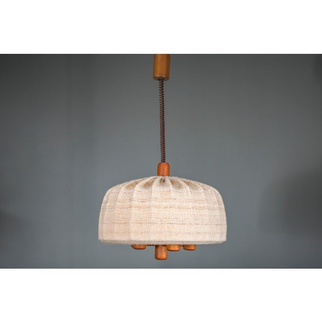 Scandinavian Modern Adjustable Teak & Wool Pendant Lamp from Domus, 1960s For Sale - Image 11 of 11
