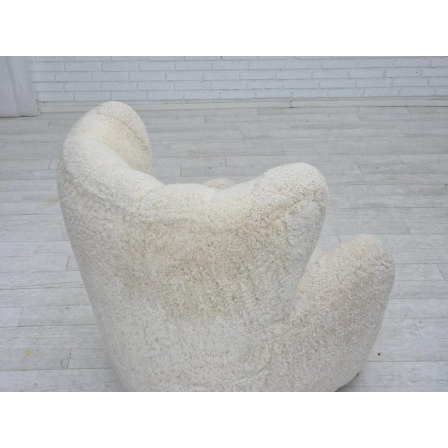 Danish Highback Armchair in Sheepskin, 1960s For Sale - Image 4 of 18