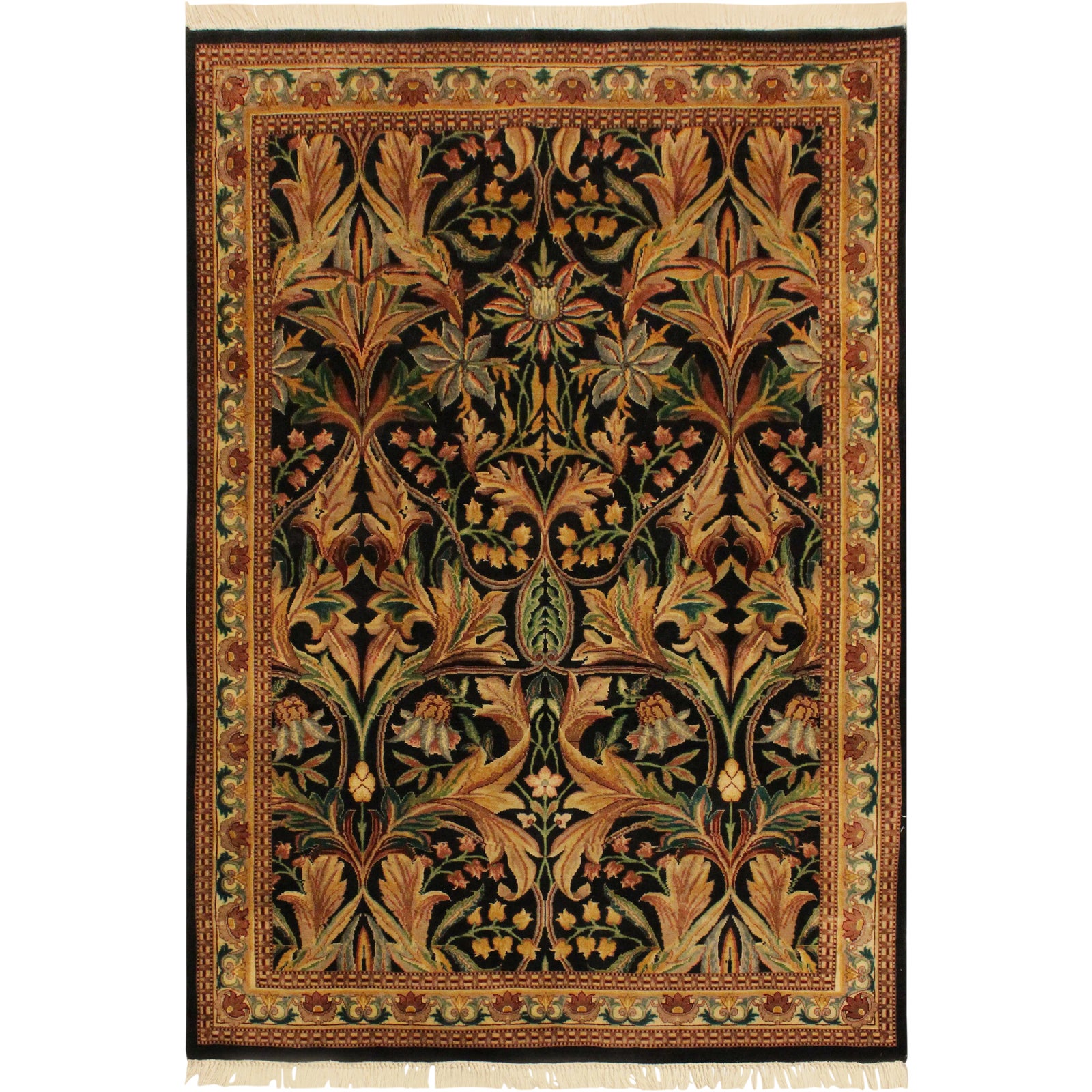 1980s Art Nouveau Heritage Black/Ivory Wool Rug - 4'1 X 5'1 | Chairish, image size:1600x1600