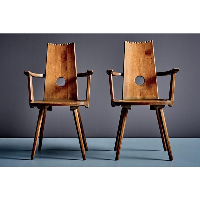 1960s Brutalist Armchairs in Oak by Vervoort, Tilburgnetherlands, 1960s, Set of 2 For Sale - Image 5 of 16