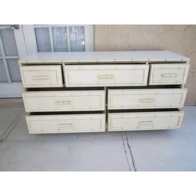 1980s Vintage Dresser by Dixie Faux Bamboo Hollywood Regency 7 Drawer