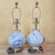 Blue Pair of Jonathan Y Holly Marbleized Ceramic Table Lamps in Blue & White For Sale - Image 8 of 18