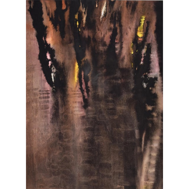 Mid-Century Modern Large Vintage Mid Century Abstract Expressionist Watercolor Painting by Gene Hutner For Sale - Image 3 of 7