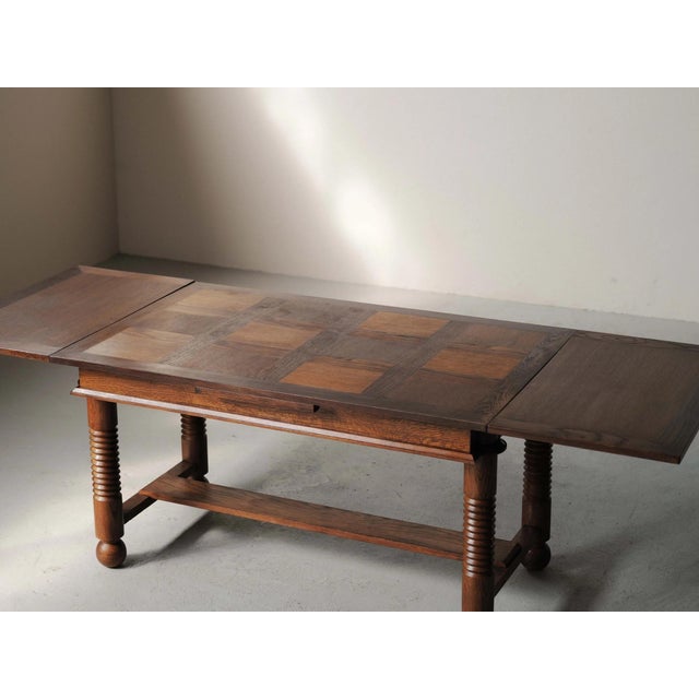 Vintage Extendable Oak Dining Table, France, 1940 For Sale - Image 18 of 18