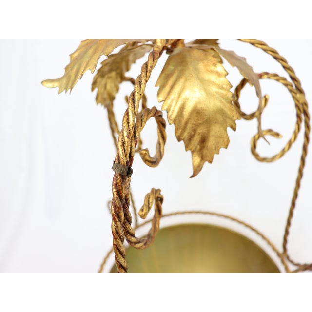 Vintage Italian Gilt Metal Hanging Planter For Sale - Image 10 of 12