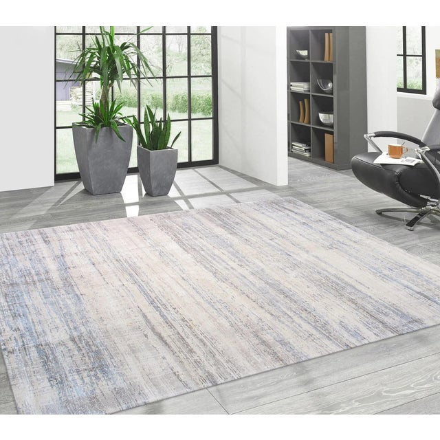 Textile Pasargad Home Modern Silver Area Rug- 5' 0'' X 8' 0'' For Sale - Image 7 of 7