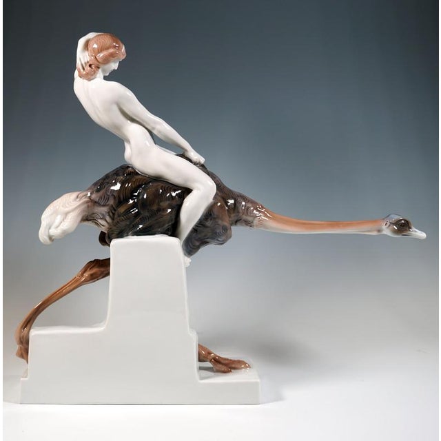 Nude on Ostrich in Porcelain from Rosenthal Selb, Germany, 1922 For Sale - Image 3 of 12
