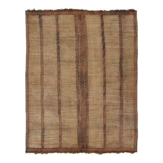 Vintage Tuareg Rug With Tonal Stripe Design in Beige & Brown - Rug & Kilim For Sale