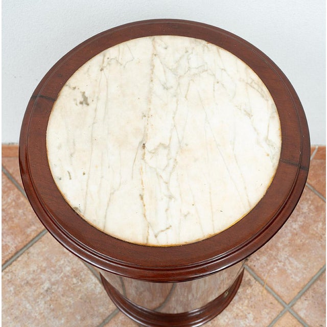Traditional Antique Empire Mahogany Nightstand with White Marble Top. France, 19th Century For Sale - Image 3 of 5