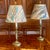 French Pair of Louis XVI Period Candlestick Lamps With Marbleized Shades For Sale - Image 3 of 15