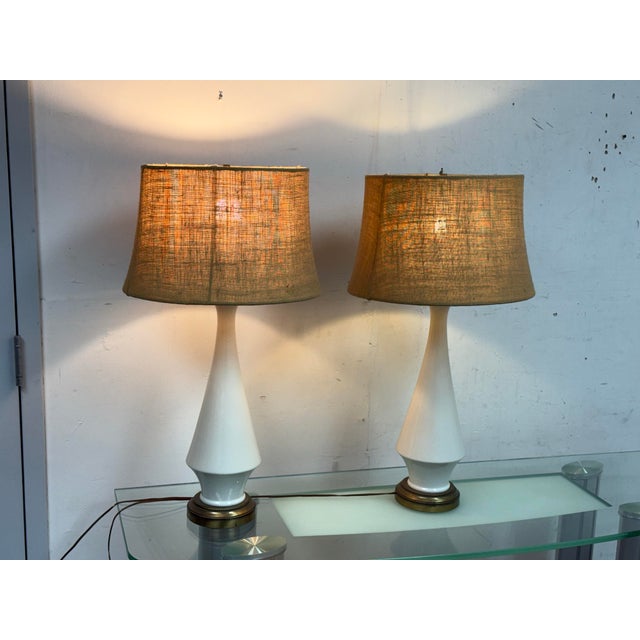 Mid Century Blanc De Chine Table Lamps, Pair For Sale - Image 9 of 12