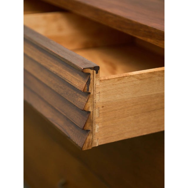 Merton Gershun Style Bassett Mid Century Walnut and Brass Louvered Credenza For Sale - Image 9 of 12