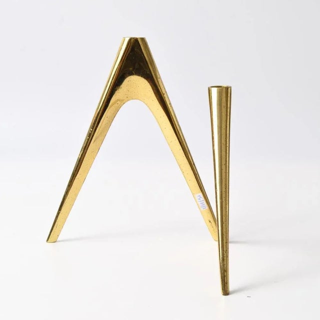 Mid-Century German Brass Candleholder, 1960s For Sale - Image 4 of 11