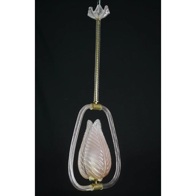 1950s 1950s Pink and Trasparent Murano Glass Chandelier by Barovier E Toso - Set of 2 For Sale - Image 5 of 18