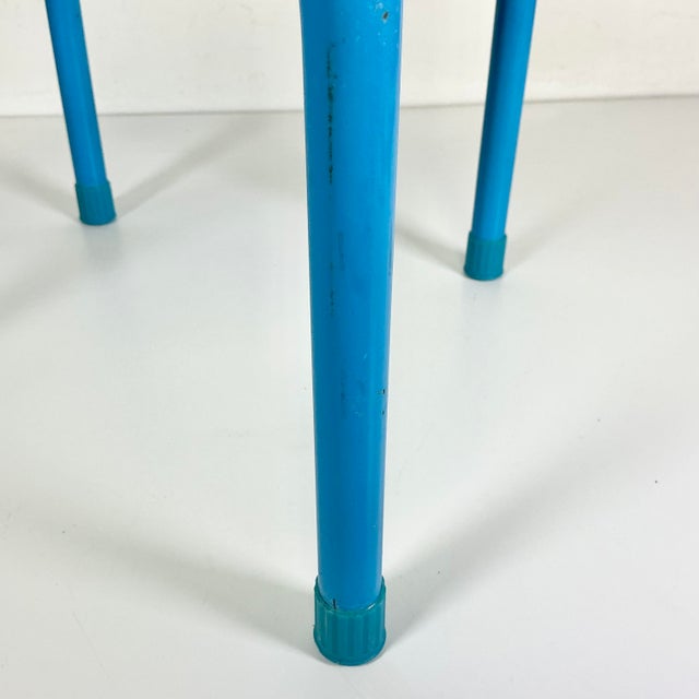 Mid-Century Boho Chic Atomic Pierced Metal Outdoor Patio Low Stool. For Sale - Image 12 of 12