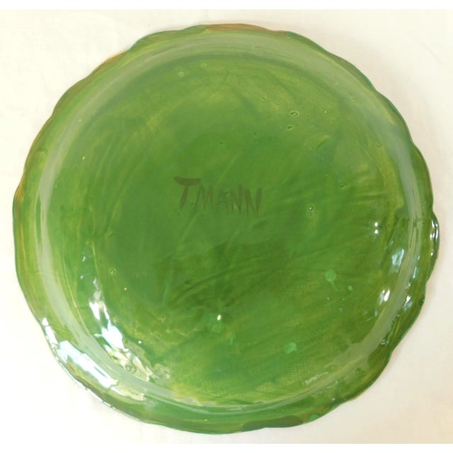 Late 20th Century Large Whimsical Hand Painted Artist Signed Ceramic Serving Platter For Sale - Image 5 of 6