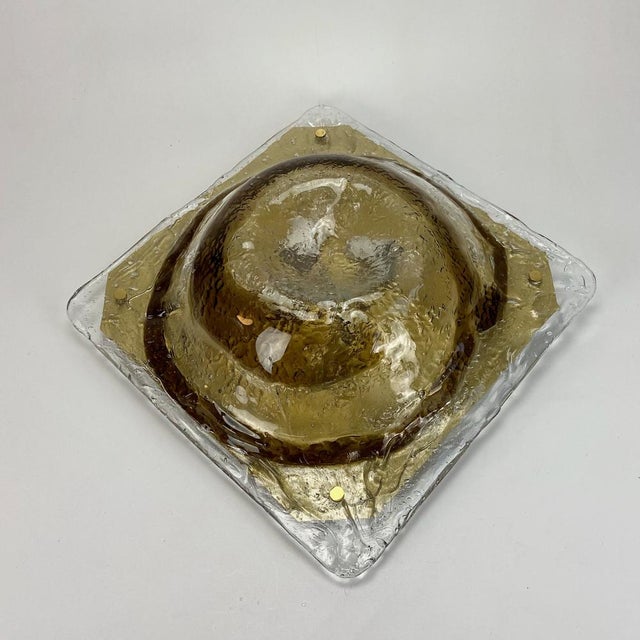 1970s Large Mid-Century Hand-Blown Glass Flush Mount Ceiling Light from Müller & Zimmer, Germany, 1970s For Sale - Image 5 of 9
