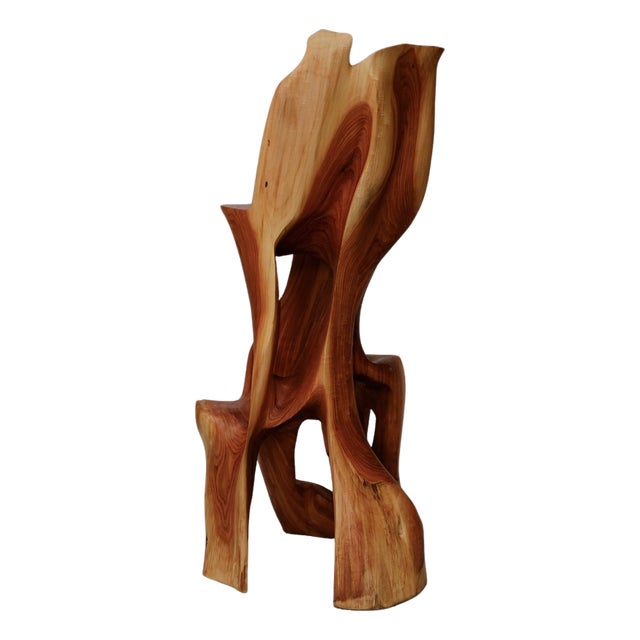 Makha Wood Sculptural Bar Chair by Logniture For Sale