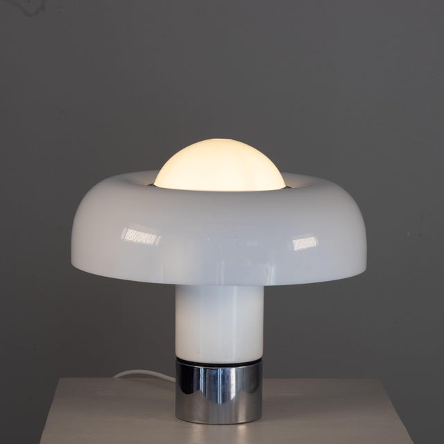 Space Age White Brumbury Table Lamp from Guzzini, 1970s For Sale - Image 14 of 16