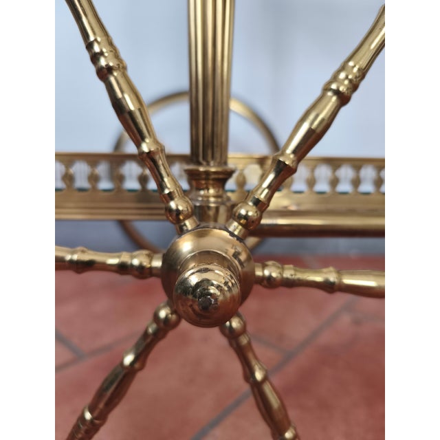 Gold Hollywood Regency Brass and Glass Bar Cart, 1960s For Sale - Image 8 of 10