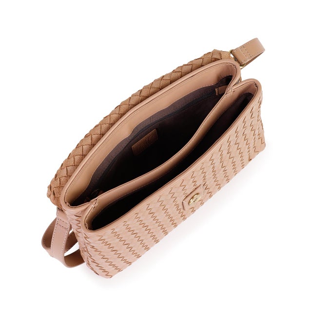 Rafe Jamie Woven Leather Envelop Clutch in BArley For Sale - Image 4 of 6