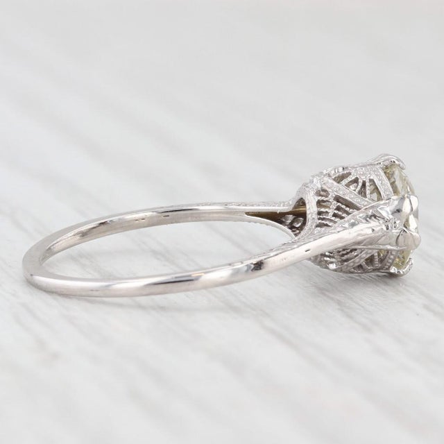 Modern 1.23ct Old European Diamond Solitaire Engagement Ring 14k Gold Filigree Size 6.25 For Sale - Image 3 of 8