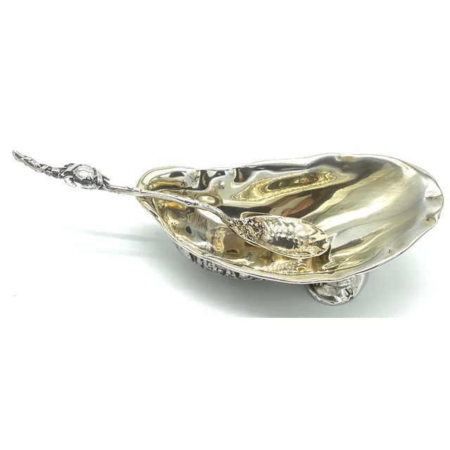 Late 19th Century Gorham 'Narragansett' Gold Washed Sterling Shell Dish & Figural Crab Spoon For Sale - Image 5 of 12