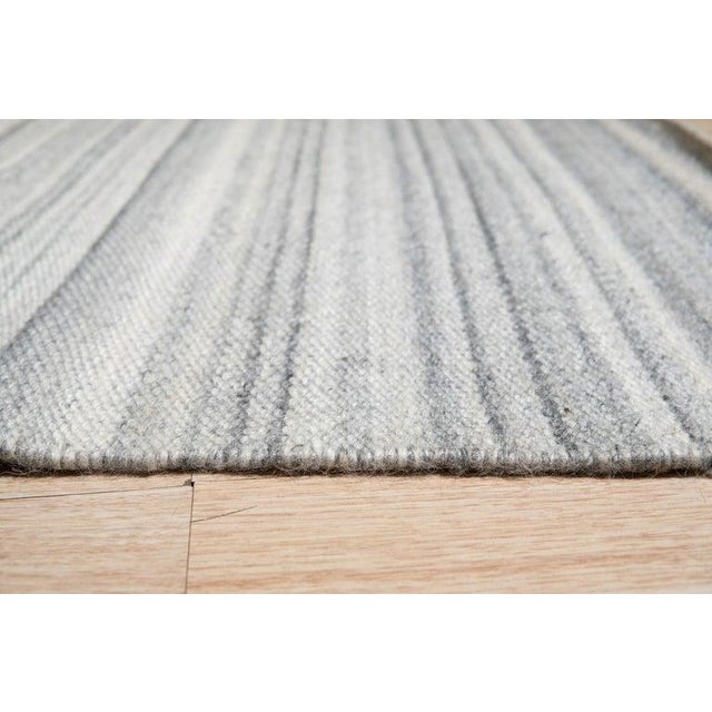 Contemporary 8x10 Gray Handwoven Wool Viscose Subtle Linear Texture Geometric Carpet Rug For Sale - Image 3 of 12