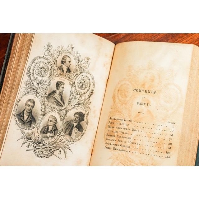 Rare Complete 3 Volume Antique Miniature Leather Book Set Lives of Scottish Poets Scotland Library Office Home Decor For Sale - Image 10 of 14