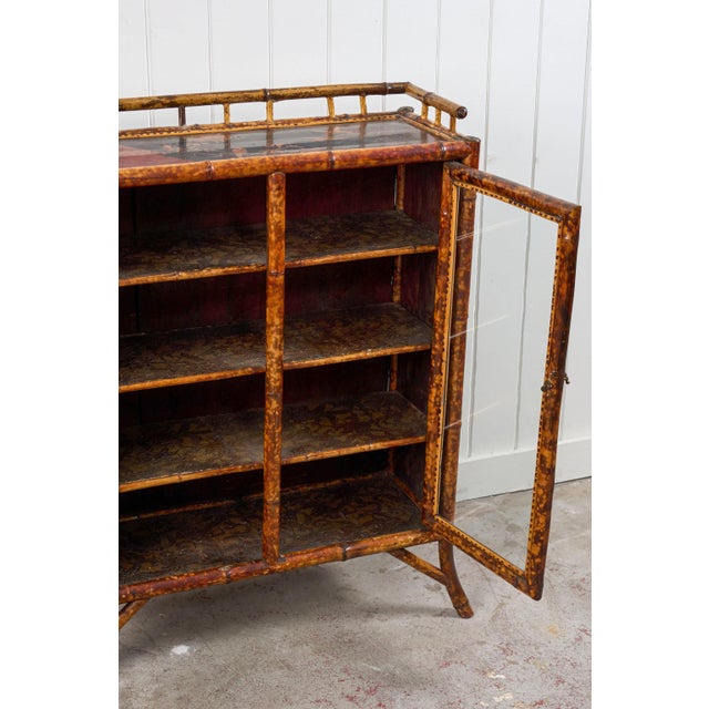 Antique Victorian Tiger Bamboo Glazed Bookcase Cabinet (C. 1870) For Sale In Charleston - Image 6 of 15