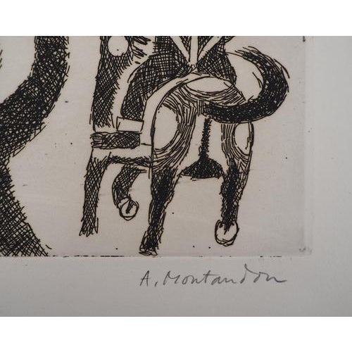 Aimé MONTANDON Fête du soleil, 1954 Original etching on Arches vellum Signed in pecil lower right Numbered out of 75 38.5...