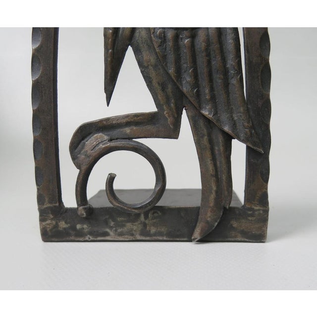 Art Nouveau Wrought Iron Book Supports Marabu in the style of Edgar Brandt, 1890s, Set of 2 For Sale - Image 11 of 18