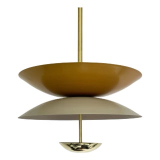 Handmade Brass and Metal Pendant With Dual Color Shade For Sale