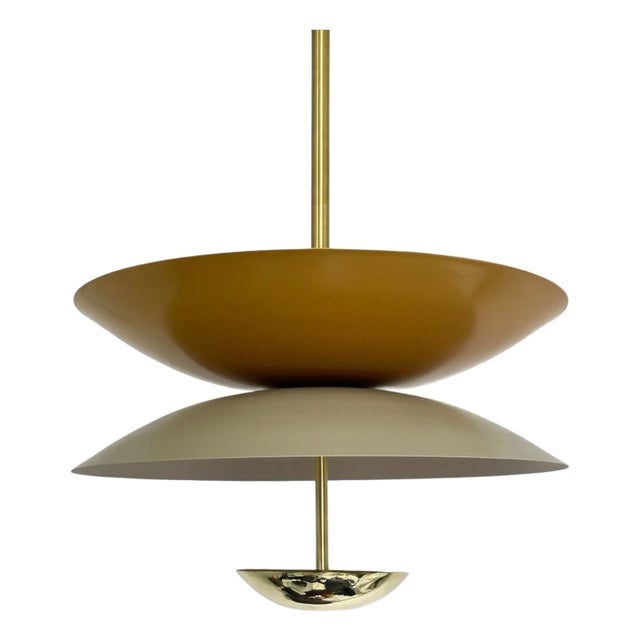 Handmade Brass and Metal Pendant With Dual Color Shade For Sale