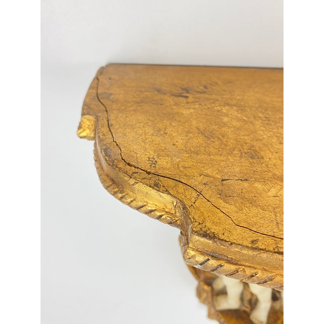 19th Century Late 19th Century Neoclassical Wall Console in Gold-Leaf Gilded Wood For Sale - Image 5 of 15