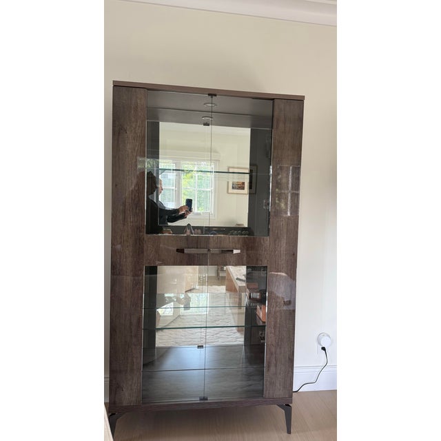 Scandinavian Design Made in Italy Alf Italia Matera 2-Door Curio Oak Veneer Modern Contemporary Curio Cabinet For Sale - Image 4 of 7