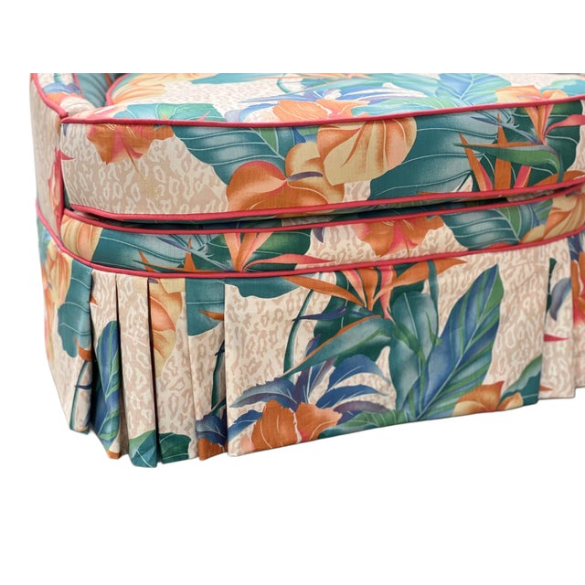 1980s Pair Palm Beach Style Slipper Chairs and Ottoman For Sale - Image 12 of 18